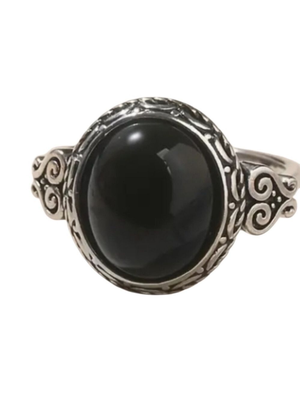 Black Gemstone Sterling Silver Ring